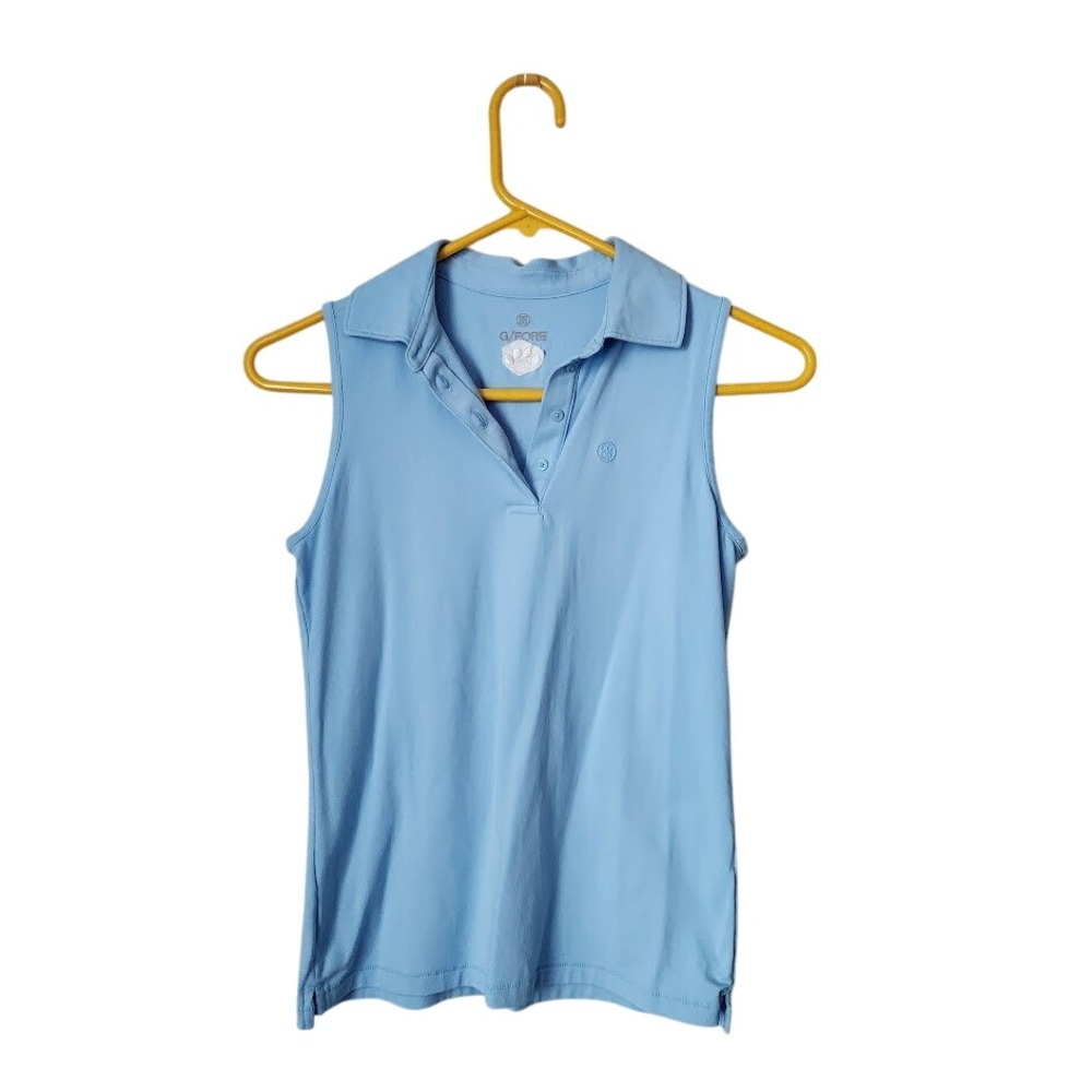 G/FORE Sleeveless polo tenniscore preppy golf shirt in light blue